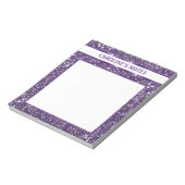 紫のフェイクグリッターテクスチャの外観とカスタム文字 ノートパッド (回転)