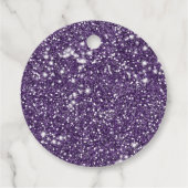 紫のフェイクグリッターテクスチャの外観とカスタム文字 フェイバータグ (裏面)