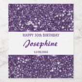 紫のフェイクグリッターテクスチャの外観とカスタム文字 ワインラベル (シングルラベル)