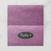 紫のフェイクグリッターテーブルの座席番号 プレイスカード (外部開封)