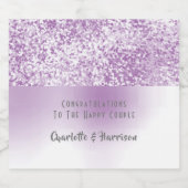 紫のフェイクグリッターパタエレガントーン スパークリングワインラベル (シングルラベル)