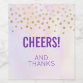 紫のフェイク応援と紫の金ゴールド感謝してい紙吹雪 ワインラベル (シングルラベル)