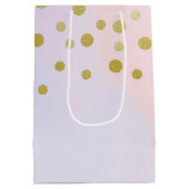 紫のフェイク水彩色の金ゴールド紙吹雪ありがとう ミディアムペーパーバッグ (裏面)