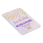 紫のフェイク水彩STDの金ゴールド紙吹雪 マグネット (右側)