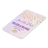 紫のフェイク水彩STDの金ゴールド紙吹雪 マグネット (左側)