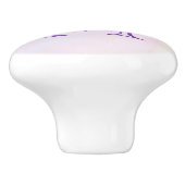 紫のフェイク水色モノグラム上の金ゴールド紙吹雪 セラミックノブ (側面)