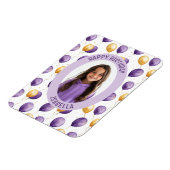 紫のフェイク金ゴールドバルーン写真 マグネット (左側)