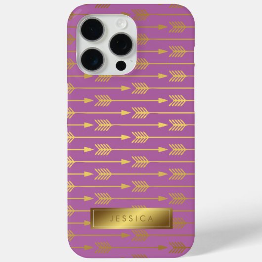 紫のフェイク金箔の矢印パターン Case-Mate iPhoneケース (裏面)