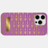 紫のフェイク金箔の矢印パターン Case-Mate iPhoneケース (裏面 (横))