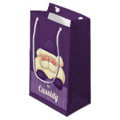 紫のフェミニンクリスマスサンタの名前 スモールペーパーバッグ (正面アングル)