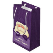 紫のフェミニンクリスマスサンタの名前 スモールペーパーバッグ (裏面アングル)