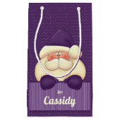 紫のフェミニンクリスマスサンタの名前 スモールペーパーバッグ (正面)