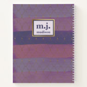 紫のフェミニンフェイクブラシストロークの金ゴールド ノートブック (裏面)