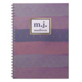 紫のフェミニンフェイクブラシストロークの金ゴールド ノートブック (正面)