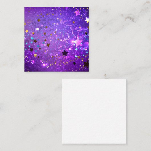 紫のフォイル(星付き) スクエア名刺 (正面/裏面)