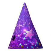 紫のフォイル（星付き） パーティーハット (右)