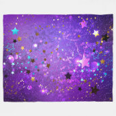 紫のフォイル（星付き） フリースブランケット (正面(横))