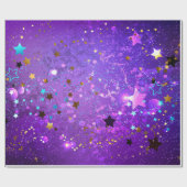 紫のフォイル（星付き） ラッピングペーパー (フラット)
