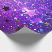 紫のフォイル（星付き） ラッピングペーパー (角)