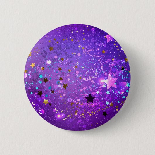 紫のフォイル（星付き） 缶バッジ (正面)