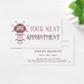 紫のフォークアート花の予約カード (デスク)