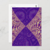 紫のフラクタル抽象芸術の交差型枠 ポストカード (正面/裏面)
