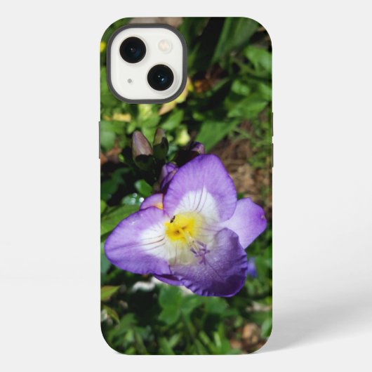 紫のフリージアの花 iPhoneケース (裏面)