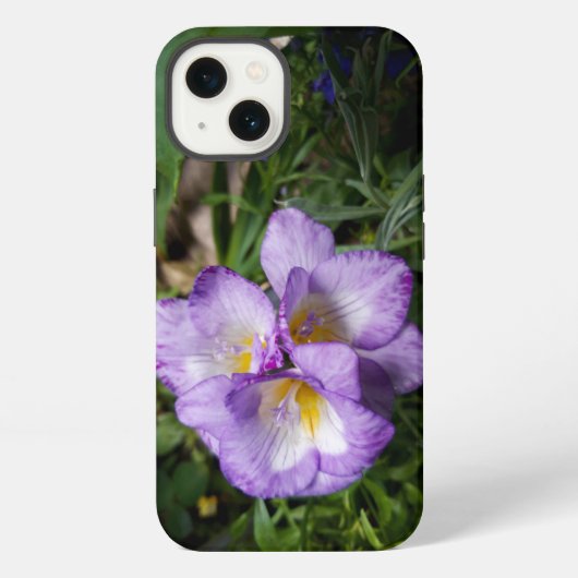 紫のフリージアの花 iPhoneケース (裏面)