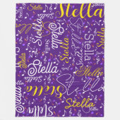 紫のフリースブランケットとカラーミュージカルノート フリースブランケット (正面)