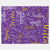 紫のフリースブランケットとカラーミュージカルノート フリースブランケット (正面(横))