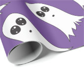 紫のフレンドリー背景の幽霊 ラッピングペーパー (ロールコーナー)