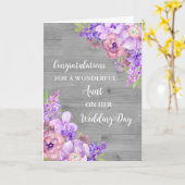 紫のフローラおばさん結婚記念日おめでとう カード (黄色い花)