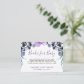 紫のフローラかわいらしがブックカードを持ち込む赤ちゃんシャワー エンクロージャーカード (スタンド正面)