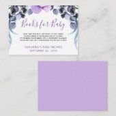 紫のフローラかわいらしがブックカードを持ち込む赤ちゃんシャワー エンクロージャーカード (正面/裏面)