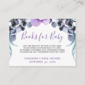 紫のフローラかわいらしがブックカードを持ち込む赤ちゃんシャワー エンクロージャーカード (正面)