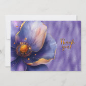 紫のフローラが光沢のある紫に拡大ありがとう サンキューカード (正面)