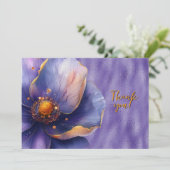 紫のフローラが光沢のある紫に拡大ありがとう サンキューカード (スタンド正面)