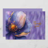 紫のフローラが光沢のある紫に拡大ありがとう サンキューカード (正面/裏面)