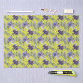 紫のフローラが黄色の水彩 薄葉紙 (クラフト)
