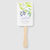 紫のフローラつる植物花結婚式プログラムファン ハンドファン (正面)