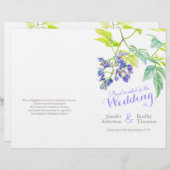 紫のフローラつる植物花結婚式プログラム (正面/裏面)