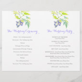 紫のフローラつる植物花結婚式プログラム (裏面)