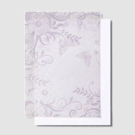 紫のフローラと渦巻き ベラム紙招待状