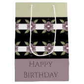 紫のフローラと薄い緑 ミディアムペーパーバッグ (裏面)