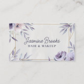 紫のフローラと金ゴールド エレガント 名刺 (正面)