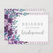 紫のフローラと銀は私の花嫁になる 招待状 (正面/裏面)