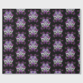 紫のフローラの三重の死んだ砂糖のスカル ラッピングペーパー (フラット)