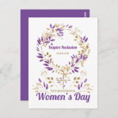 紫のフローラの女性の日のはがき ポストカード (正面/裏面)