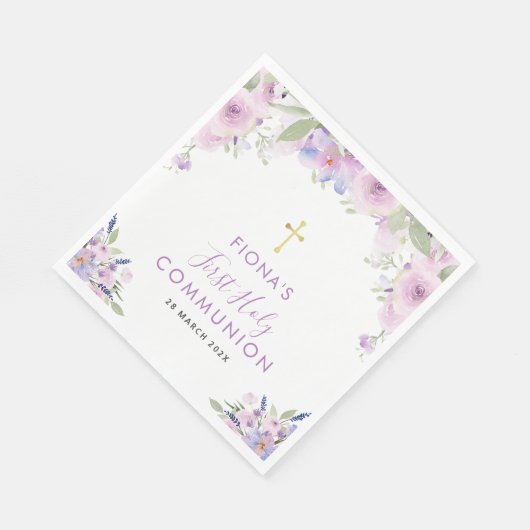 紫のフローラの最初の交わり スタンダードランチョンナプキン (角)