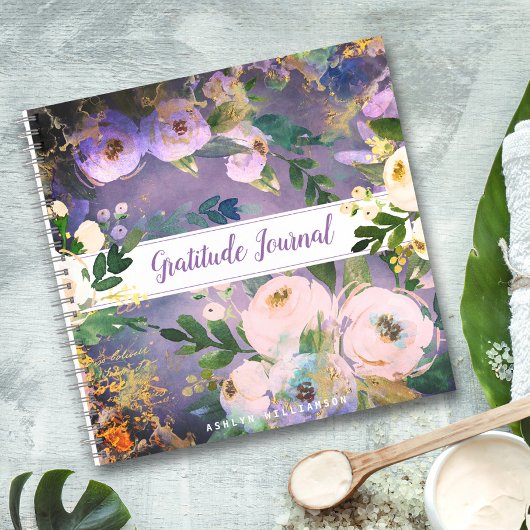 紫のフローラの水の色ボホ感謝ジャーナル ノートブック